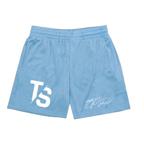 Top shelf light blue mesh shorts