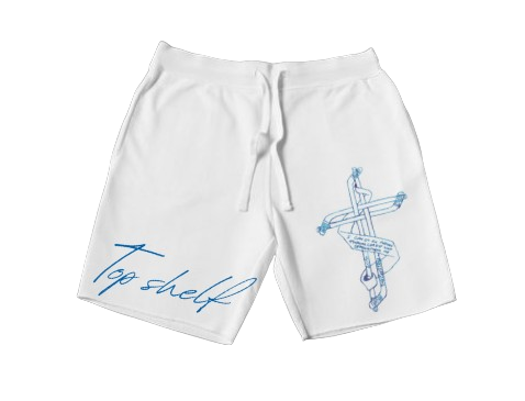 Top shelf white cross shorts