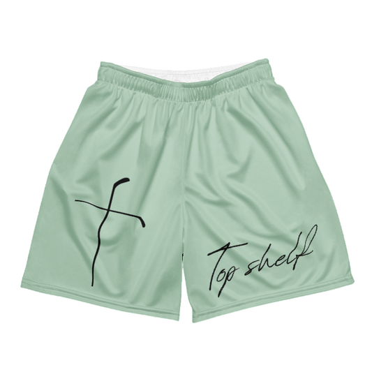 Top shelf mesh shorts hockey stick cross